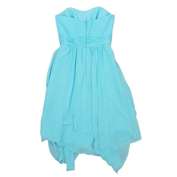 Alfred Angelo Strapless Midi Dress Asymmetric Hem Sz 4 Blue Whimsy Fairy Wedding - Picture 8 of 13